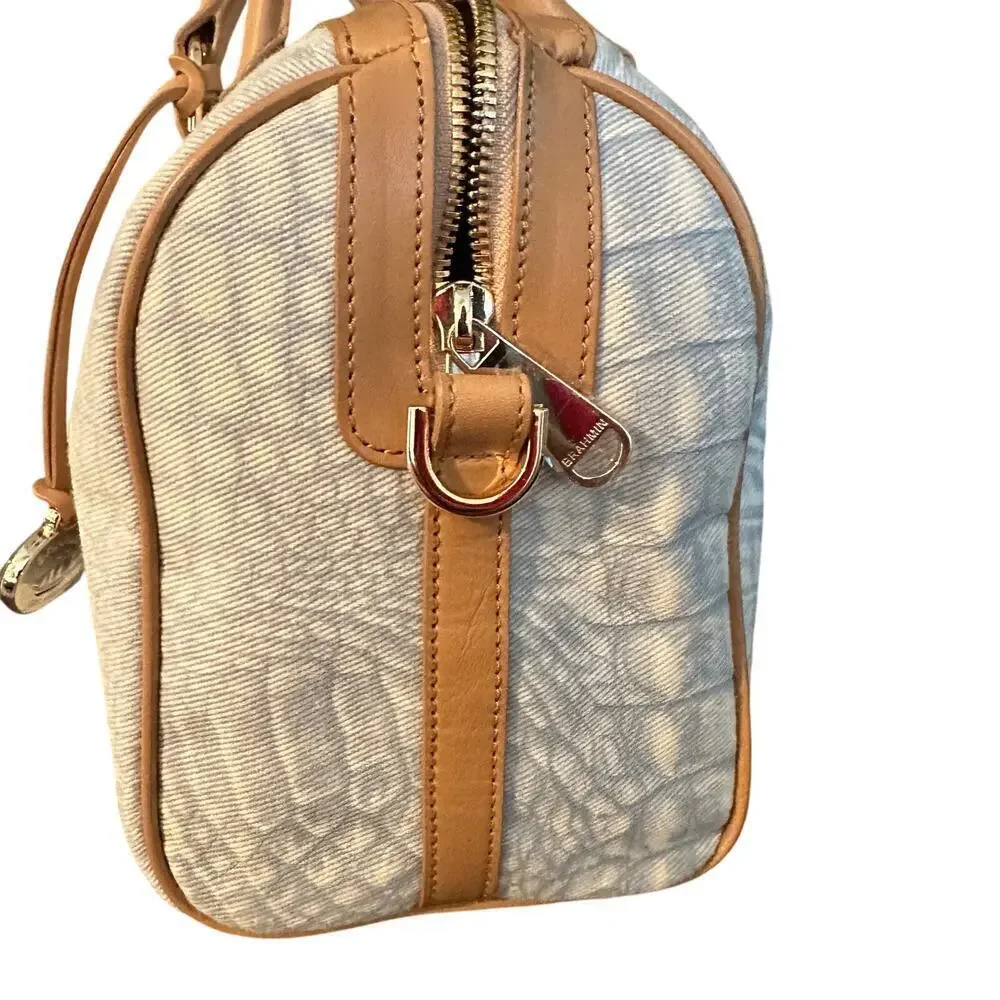 NWT Brahmin rare blue Leather Satchel purse Handbag Stacy Light Denim Quinze